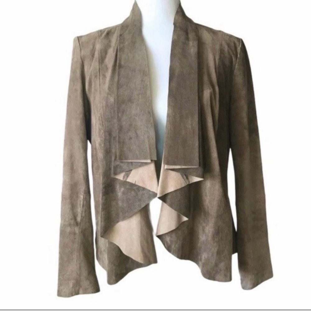 Neiman Marcus Suede Open Front Waterfall Jacket